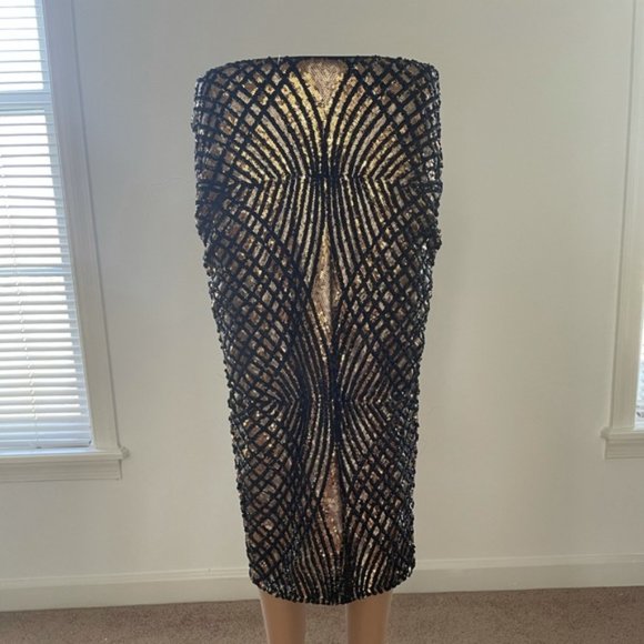 Marciano Black and Gold Geometric Skirt - Picture 1 of 7